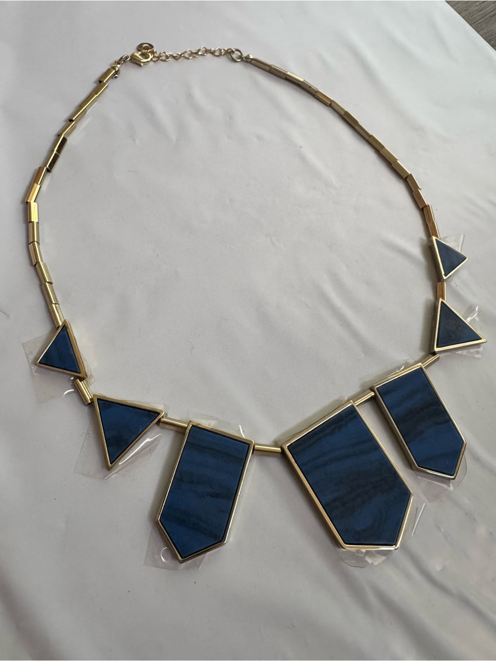 House of Harlow 1960 Blue Marbled Geometric Station Necklace